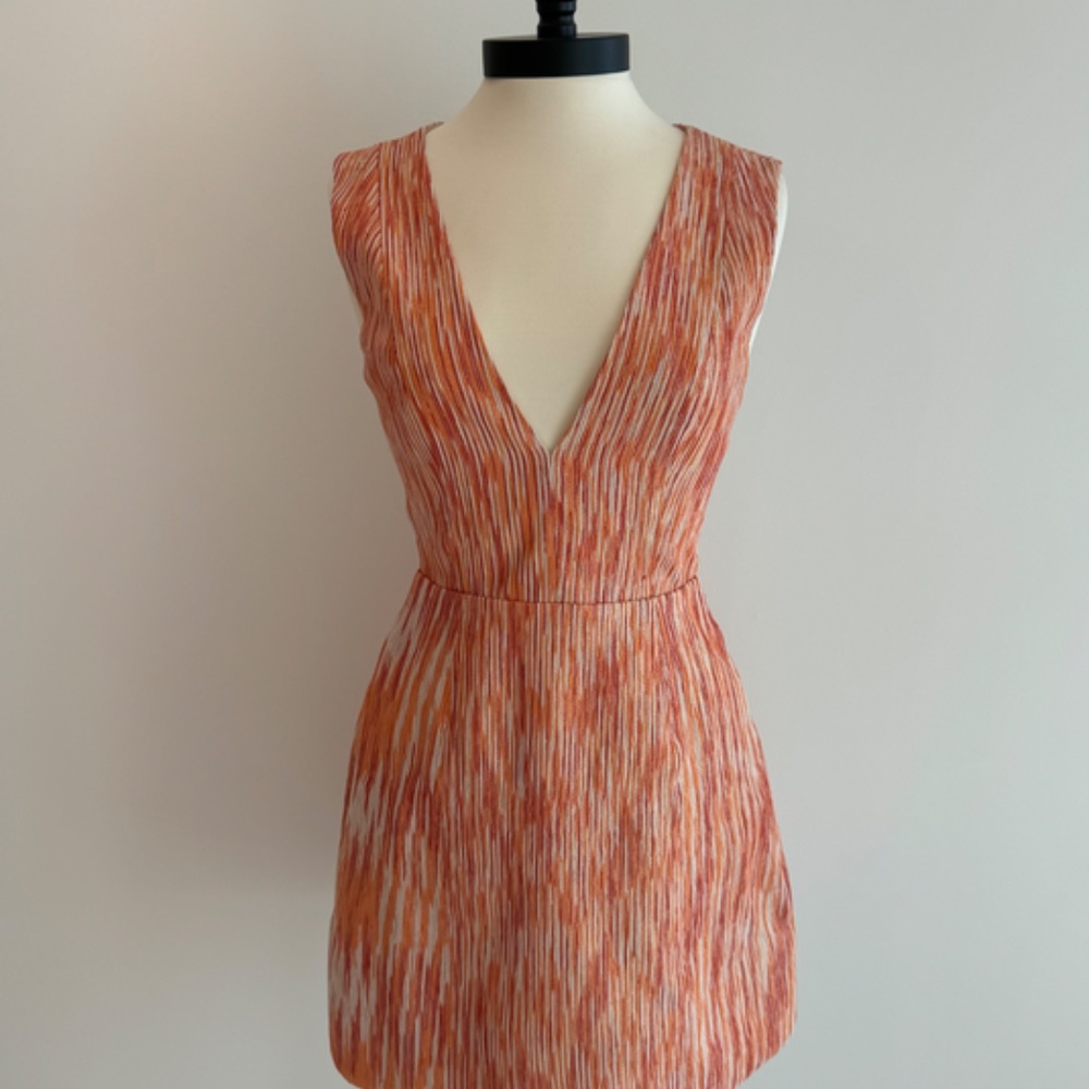 Alice + Olivia Deep Plunge Multi-color Mini Dress - Size 6 - Picture 3 of 13